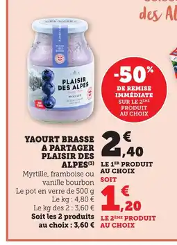 Bi1 PLAISIR DES ALPES Yaourt brasse a partager offre