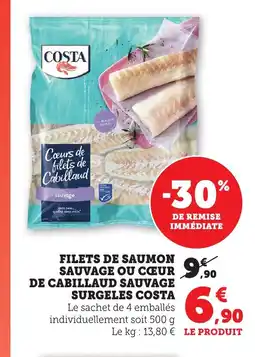 Bi1 COSTA Filets de saumon sauvage coeur de cabillaud sauvage surgeles offre
