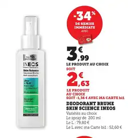 Bi1 INEOS Deodorant brume skin science offre