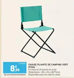 Intermarché Chaise pliante de camping vert d'eau offre
