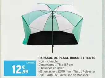 Intermarché Parasol de plage et tente offre