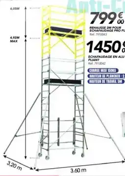 Les Briconautes Rehausse 2m pour echafaudage pro pliant offre