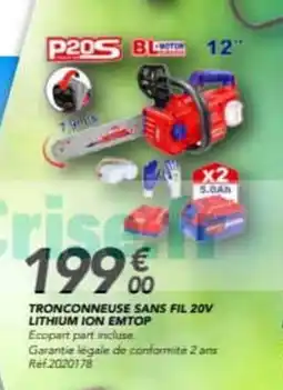 Les Briconautes Tronconneuse sans fil 20v lithium ion offre