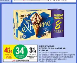Intermarché EXTRÊME Cônes vanille pépites de nougatine x8 offre