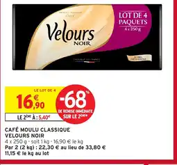 Intermarché VELOURS NOIR Café moulu classique offre