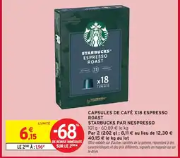 Intermarché STARBUCKS PAR NESPRESSO Capsules de café x18 espresso roast offre