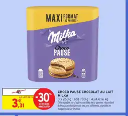 Intermarché MILKA Choco pause chocolat au lait offre