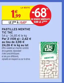 Intermarché TIC TAC Pastilles menthe offre