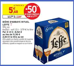Intermarché LEFFE Bière d'abbaye rituel offre