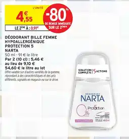 Intermarché NARTA Déodorant bille femme hypoallergénique offre