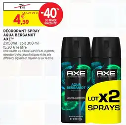 Intermarché AXE Déodorant spray aqua bergamot offre
