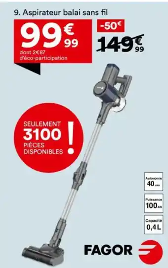 BUT FAGOR Aspirateur balai sans fil offre
