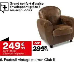 BUT Fauteuil vintage marron Club II offre