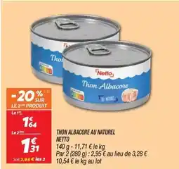 Netto Netto - thon albacore au naturel offre