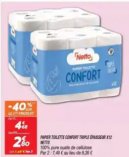 Netto Netto - papier toilette confort triple epaisseur x12 offre