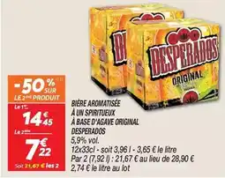 Netto Desperados - bière aromatisée a un spiritueux à base d'gage original offre