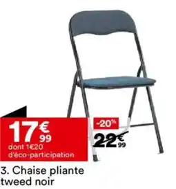 BUT Chaise pliante tweed noir offre