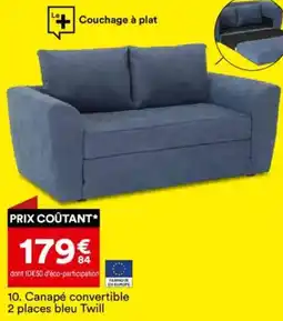 BUT Canapé convertible 2 places bleu Twill offre