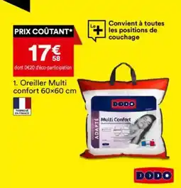 BUT DODO Oreiller Multi confort 60×60 cm offre