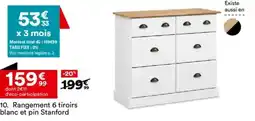 BUT Rangement 6 tiroirs blanc et pin Stanford offre