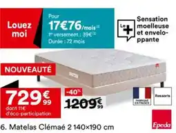 BUT Matelas Clémaé 2 140x190 cm offre