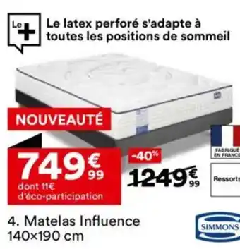 BUT SIMMONS Matelas Influence 140x190 cm offre