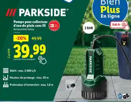Lidl Parkside Pompe pour collecteur d’eau de pluie sans fil offre