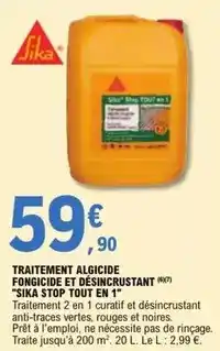E.Leclerc Siku - traitement algicide fongicigide et désincrustant sika stop tout en 1 offre