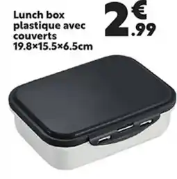 Maxi Bazar Lunch box plastique avec couverts 19.8×15.5×6.5cm offre