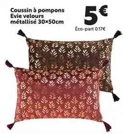 Maxi Bazar Coussin à pompons Evie velours métallisé 30×50cm offre