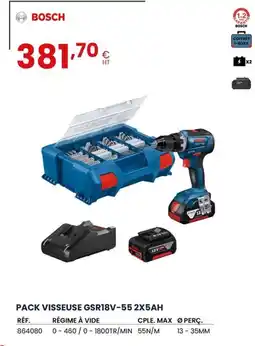 Au Forum du Bâtiment BOSCH Pack visseur gsr18v-55 2x5ah offre