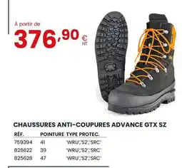 Au Forum du Bâtiment Chaussures anti-coupures advance gtx sz offre