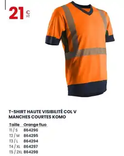 Au Forum du Bâtiment T-shirt haute visibilité col v manches courtes komo offre