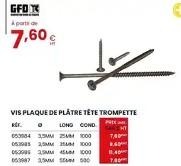 Au Forum du Bâtiment Vis plaque de plâtre tête trompette offre
