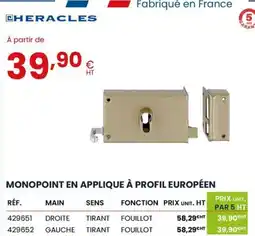 Au Forum du Bâtiment HERACLES Monopoint en applique à profil européen offre