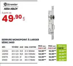 Au Forum du Bâtiment STREMLER Serrure monopoint à larder série 2460 offre