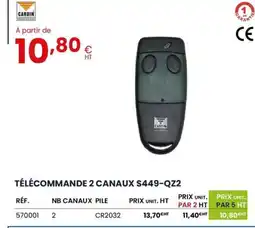 Au Forum du Bâtiment Télécommande 2 canaux s449-qz2 offre