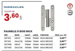 Au Forum du Bâtiment HERACLES Paumelle à bois inox offre