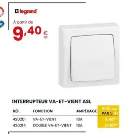 Au Forum du Bâtiment LEGRAND Interrupteur va-et-vient asl offre