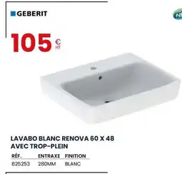 Au Forum du Bâtiment GEBERIT Lavabo blanc renova 60 x 48 avec trop-plein offre