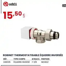 Au Forum du Bâtiment Robinet thermostatisable équerre inversée offre