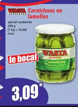 Norma WASTA Cornichons en lamelles offre