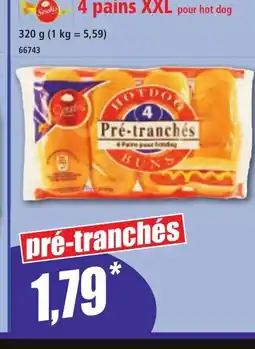 Norma 4 pains XXL pour hot dog offre