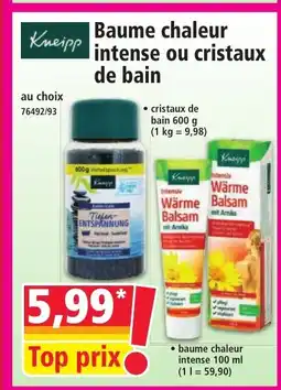 Norma KNEIPP Baume chaleur intense ou cristaux de bain offre