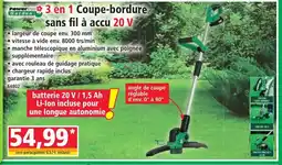 Norma 3 en 1 Coupe-bordure sans fil à accu 20 V offre