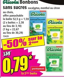 Norma RICOLA Bonbons sans sucres offre