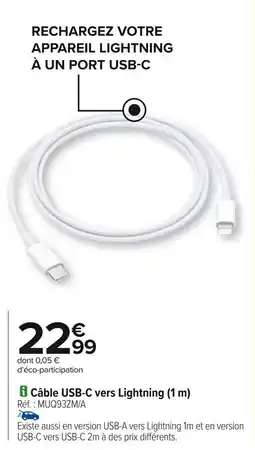 Carrefour Câble USB-C vers Lightning offre