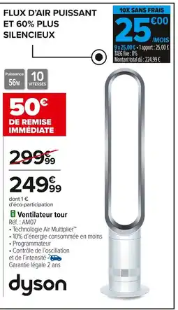 Carrefour DYSON Ventilateur tour offre