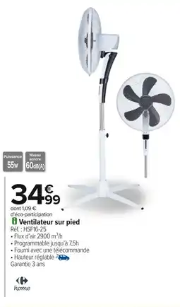 Carrefour Ventilateur sur pied offre