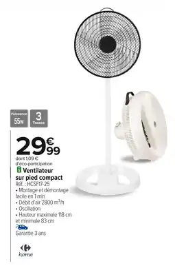 Carrefour Ventilateur sur pied compact offre
